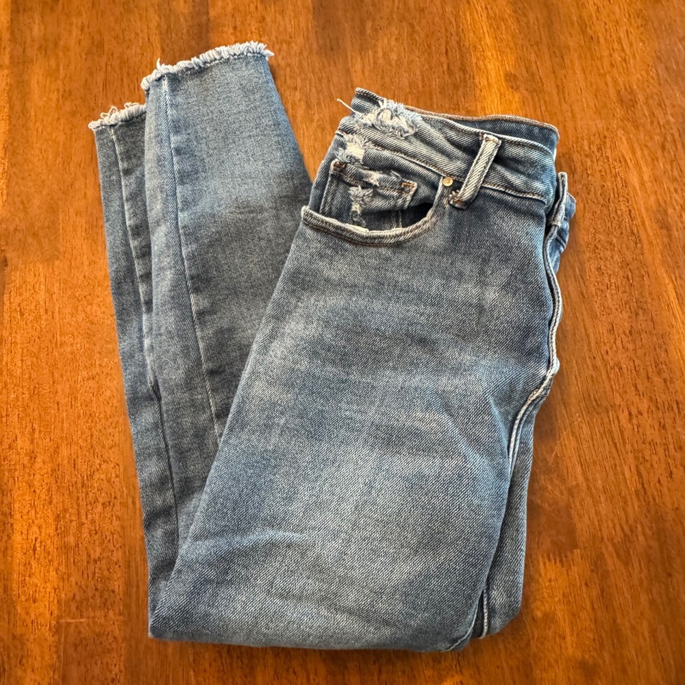 Disclosure Juniors Distressed High Rise Skinny Jeans Medium Wash Blue Size 13/31
